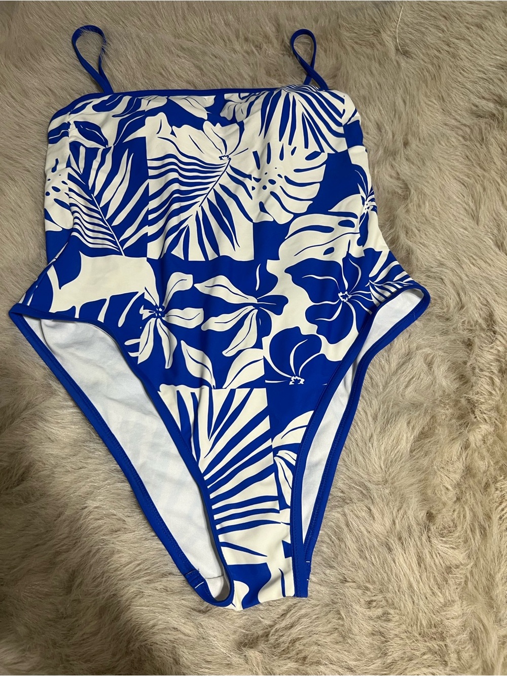 Shade & Shore Blue and White Tropical One-Piece Swimsuit